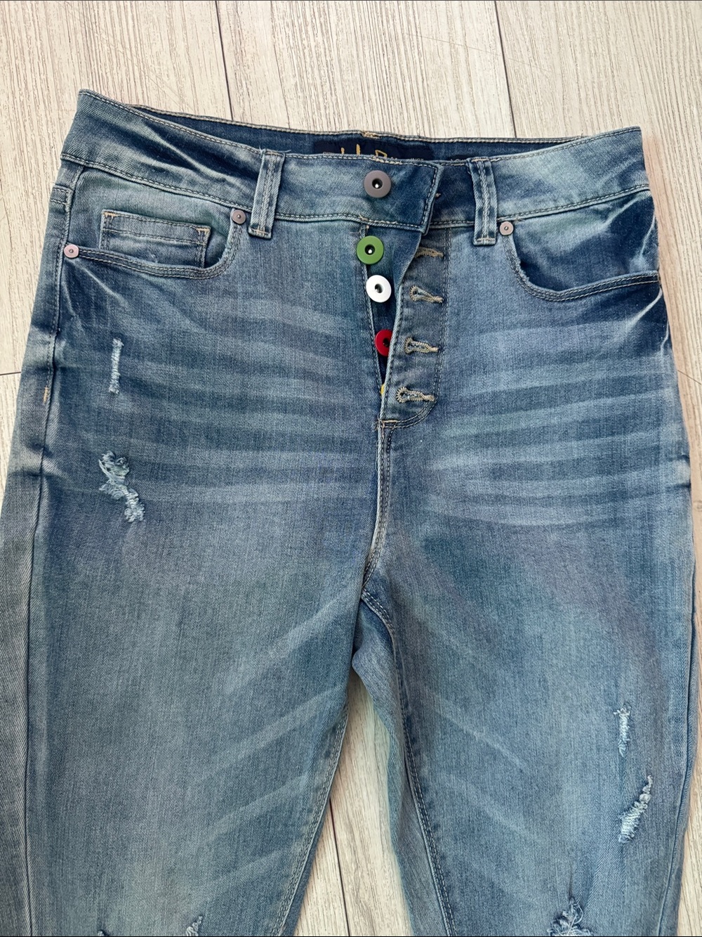 Women’s Washed Blue Distressed Jeans